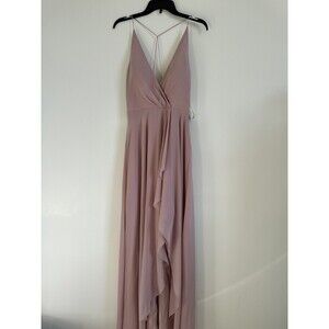 JENNY YOO Farrah Ruffle Skirt Chiffon Gown In Whipped Apricot Size 6
